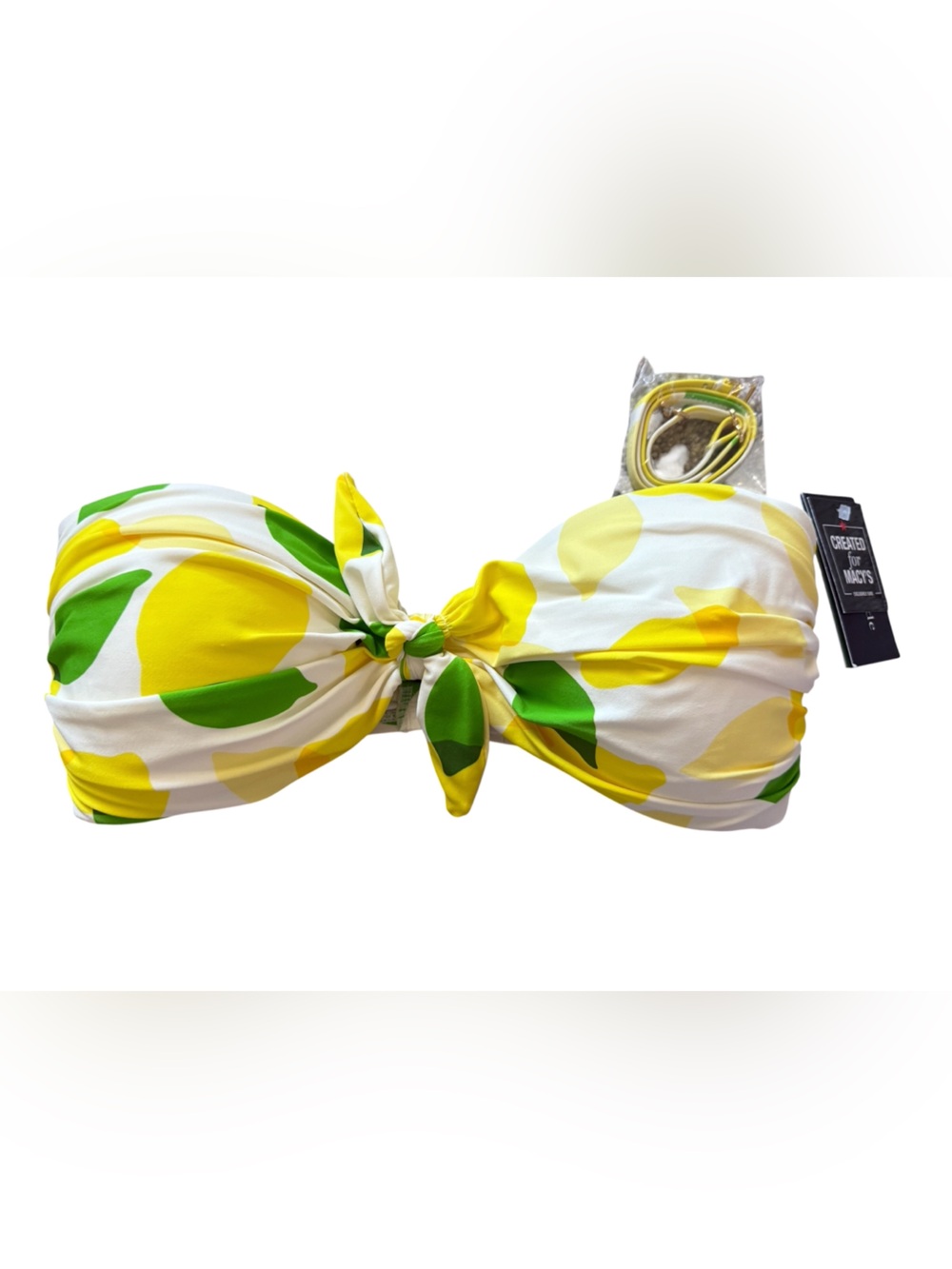 kate spade Yellow Green and White Lemon-Print Bandeau Bikini Top
